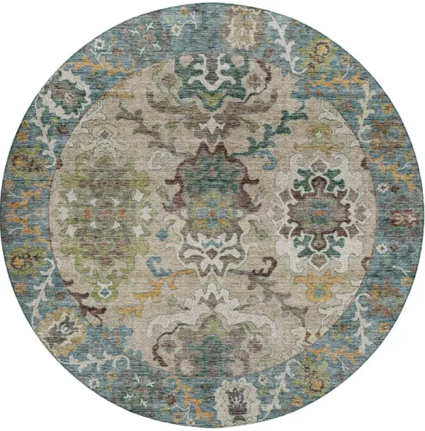Silk Road SR5 Aqua 8' Round Rug