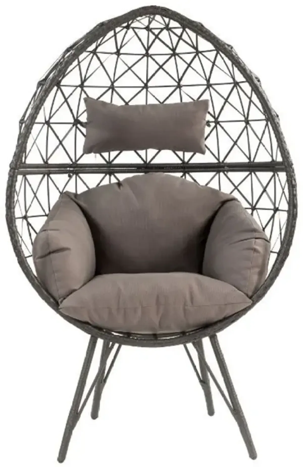 Seven Patio Lounge Chair, Light Fabric & Wicker