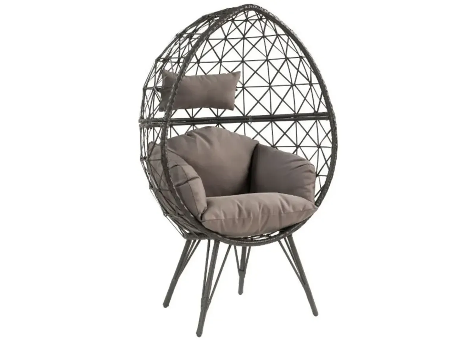 Seven Patio Lounge Chair, Light Fabric & Wicker