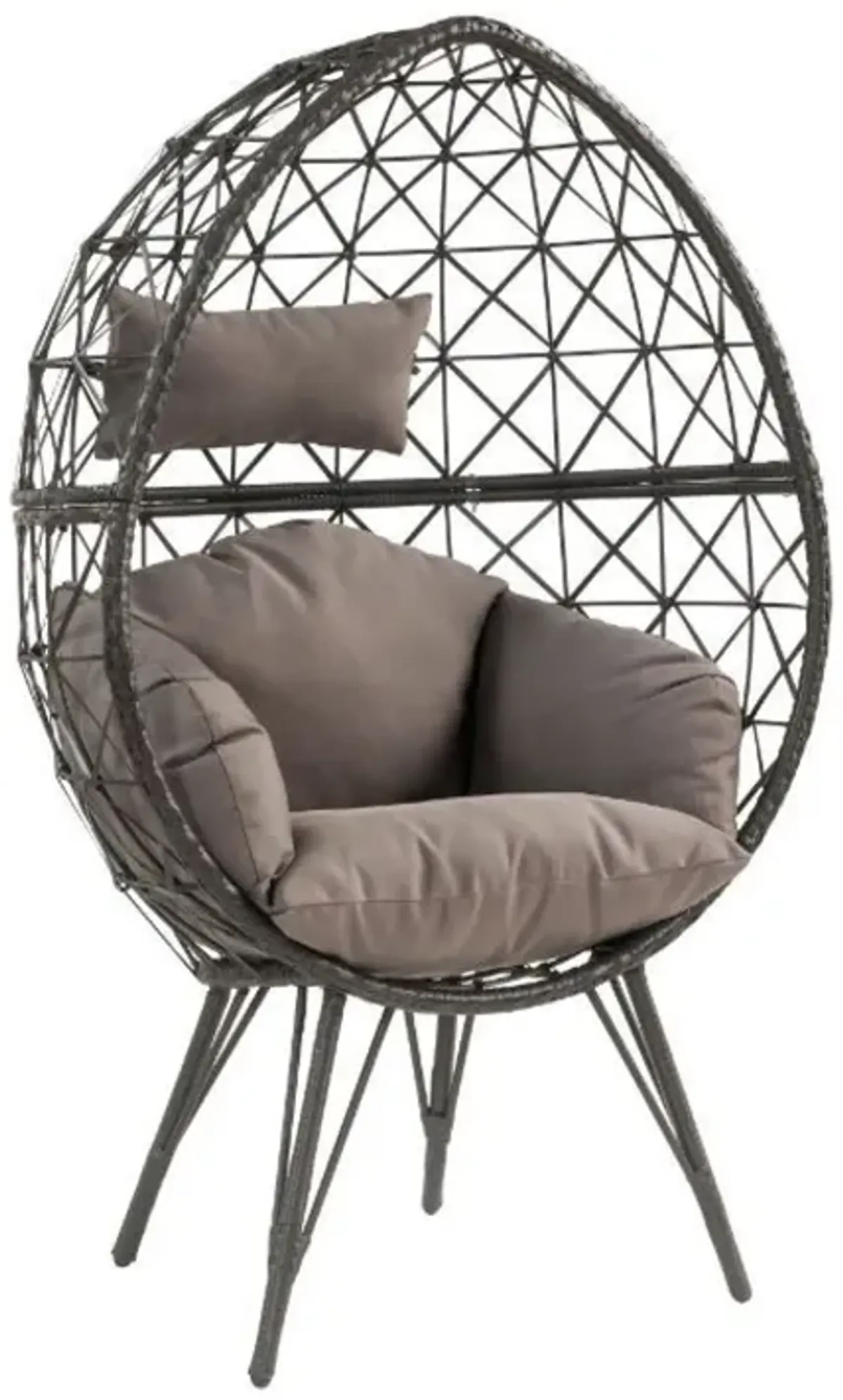 Seven Patio Lounge Chair, Light Fabric & Wicker