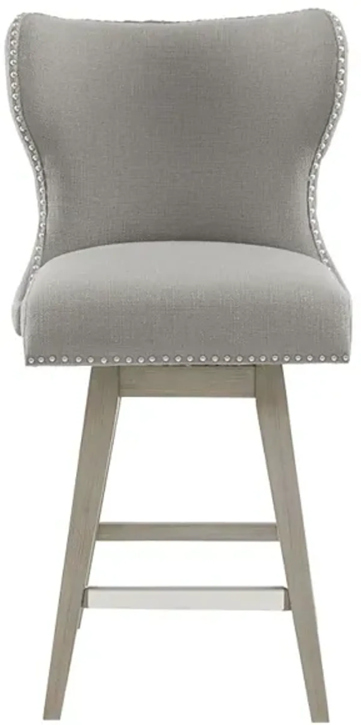 Gracie Mills Vargas Upholstered High Wingback Button Tufted 27' Swivel Counter Stool with Nailhead Accents