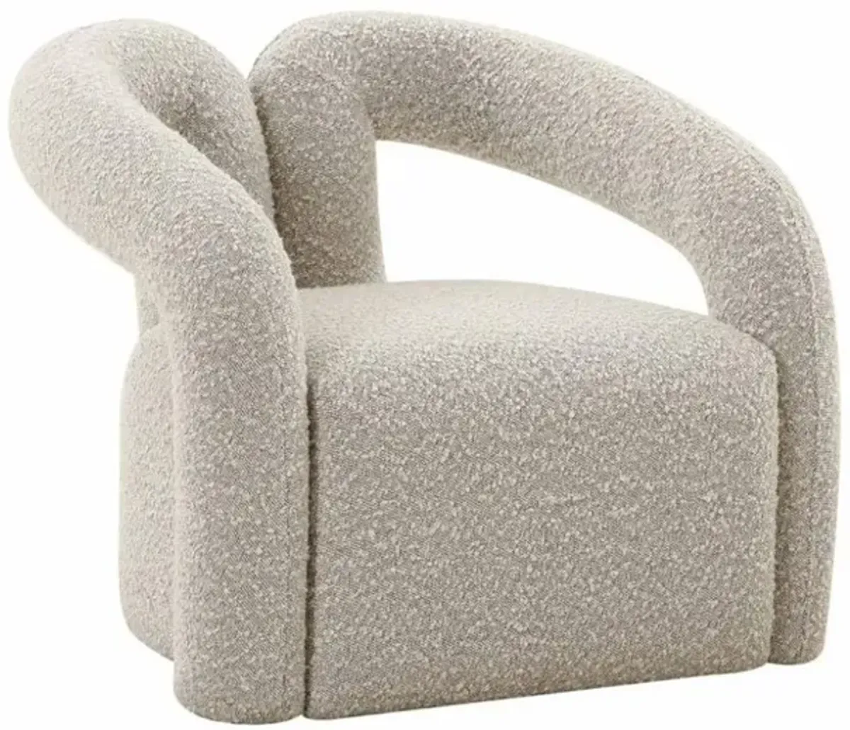Starlight Canyon Home Gray Boucle Accent Chair With Sculptural Arms And Postmodern Silhouette