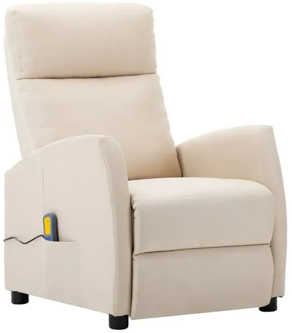 Electric Massage Recliner Cream Fabric