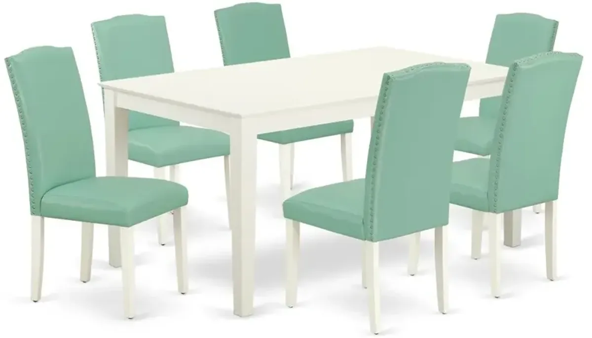 Dining Room Set Linen White, CAEN7-LWH-57