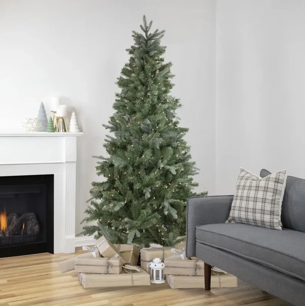 7.5' Pre-Lit Granville Fraser Fir Slim Artificial Christmas Tree  Clear Lights