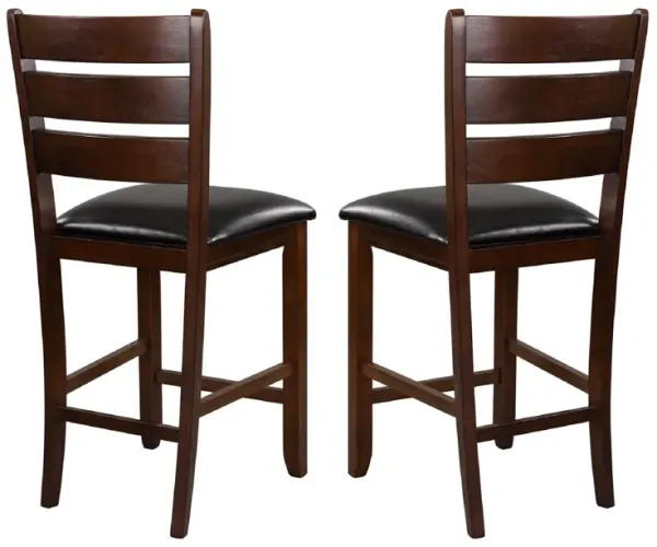WoodCounter Height Chairs With Slatted Backs, Set of 2, Dark Brown