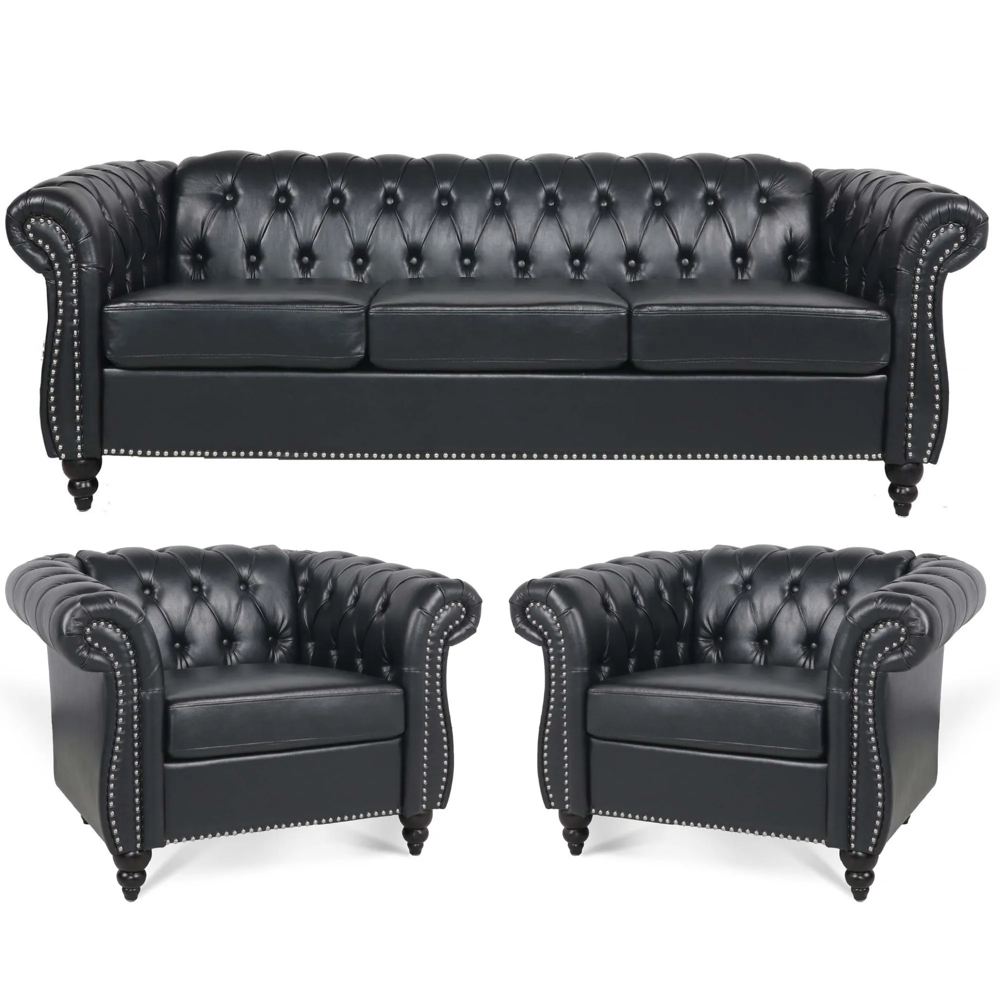 3 Piece Configurable Living Room Set - Stylish & Comfortable Sofas, Loveseat, and Chair