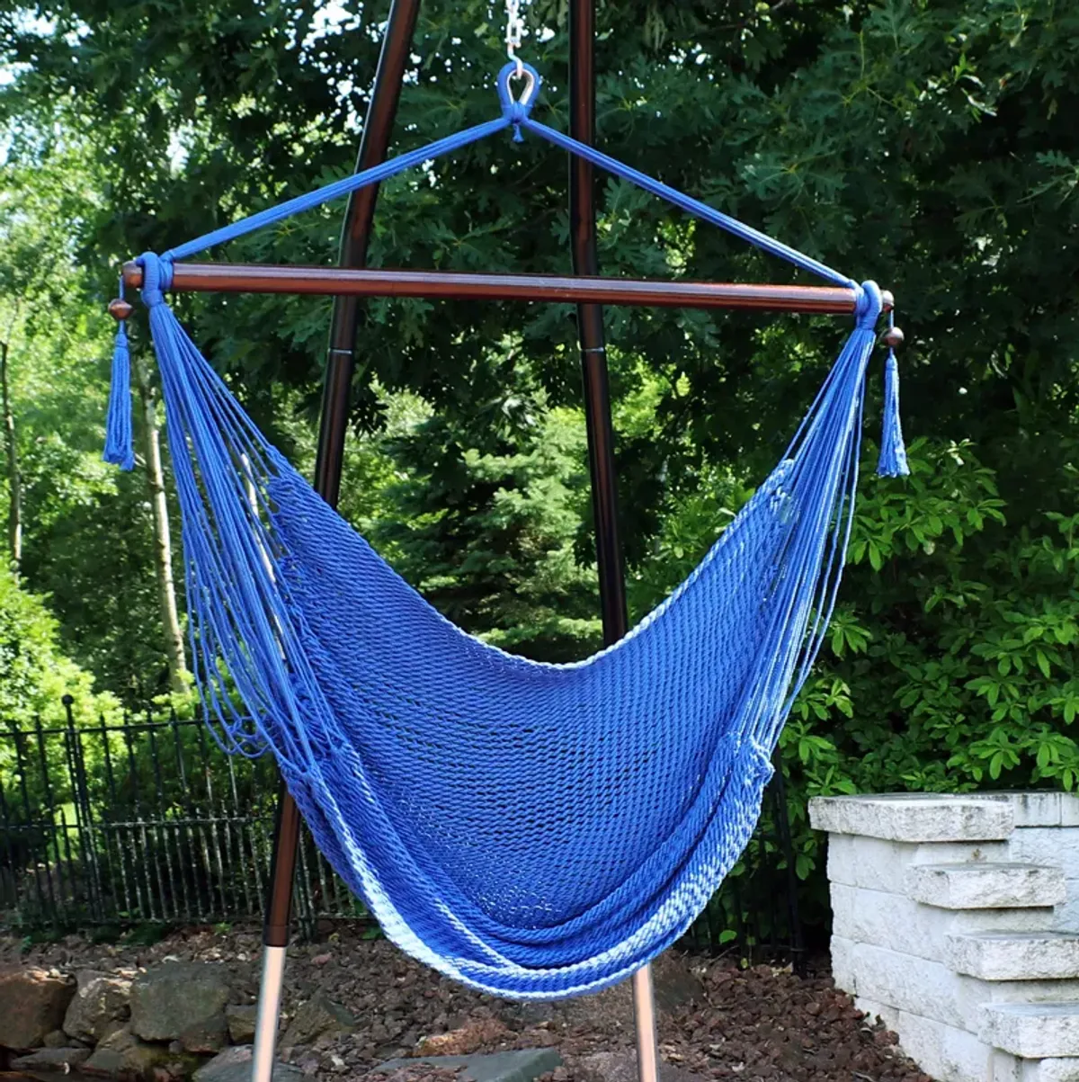 Sunnydaze Extra Large Polyester Rope Hammock Chair and Spreader Bar