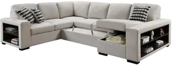MONDAWE 125" Modern U Shaped 7 Seat Sectional Sofa Couch with Cabinet,Sofa Bed with Storage Chaise-Pull Out Couch Bed