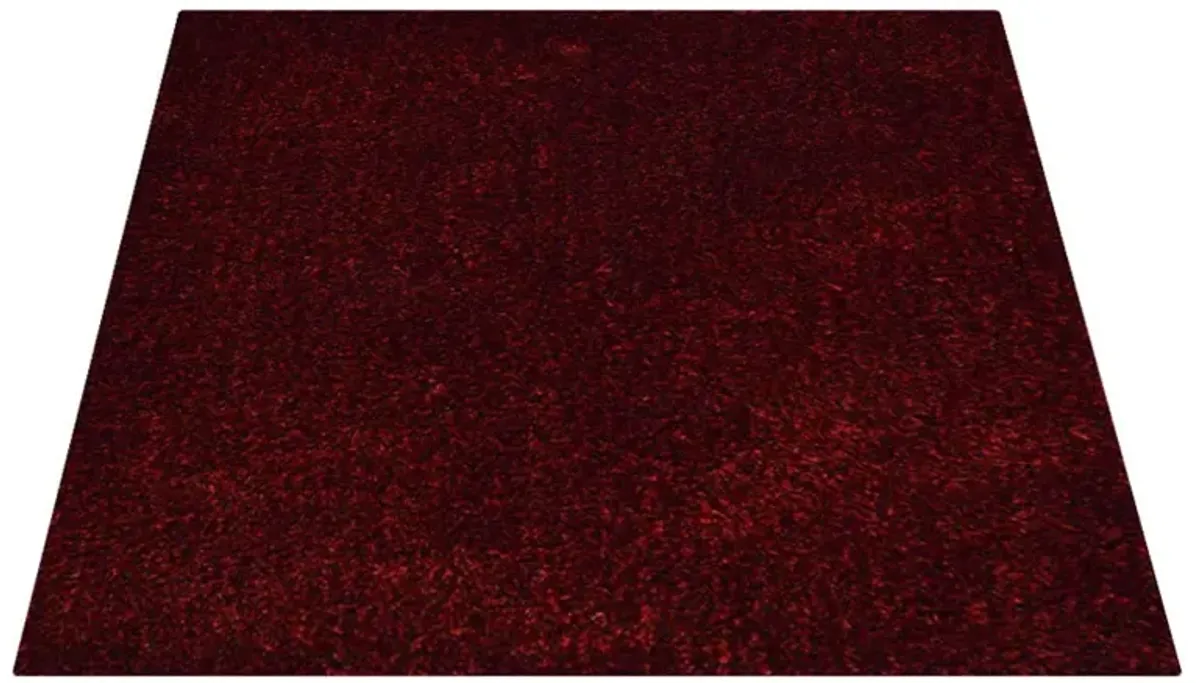 RUGSOTIC CARPETS HAND TUFTED SHAG POLYESTER ECO-FRIENDLY AREA RUGS  - 8'x8', Square, Red Black, Solid Plain Design, High Pile Thick Handmade Anti Skid Area Rugs for Living Room, Bed Room K00111