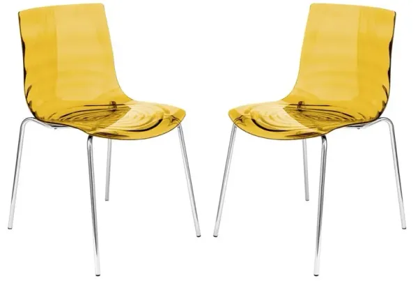 LeisureMod Astor Water Ripple Design Dining Chair Set of 2