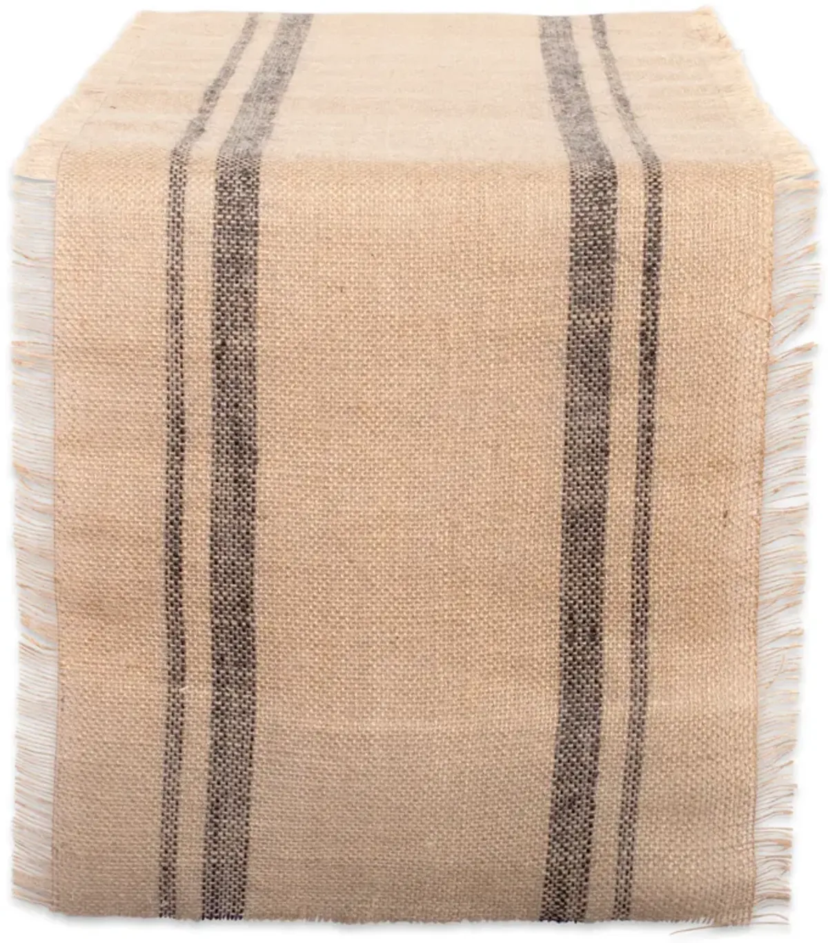 72" x 14" Brown and Black Mineral Double Border Burlap Table Runner
