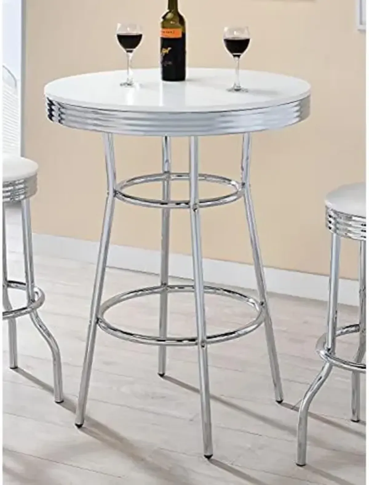 Coaster Theodore Round Bar Table Chrome and Glossy White