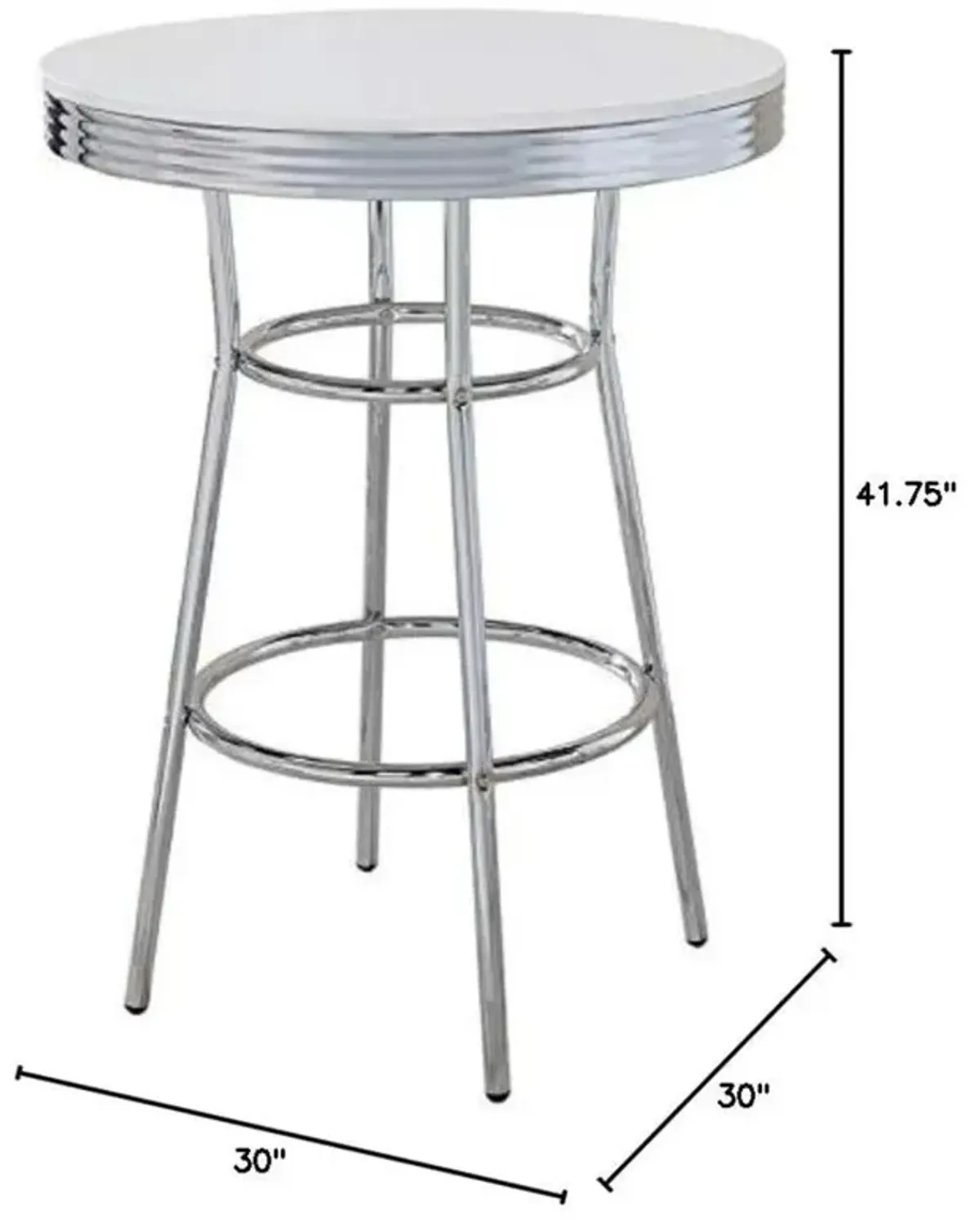 Coaster Theodore Round Bar Table Chrome and Glossy White