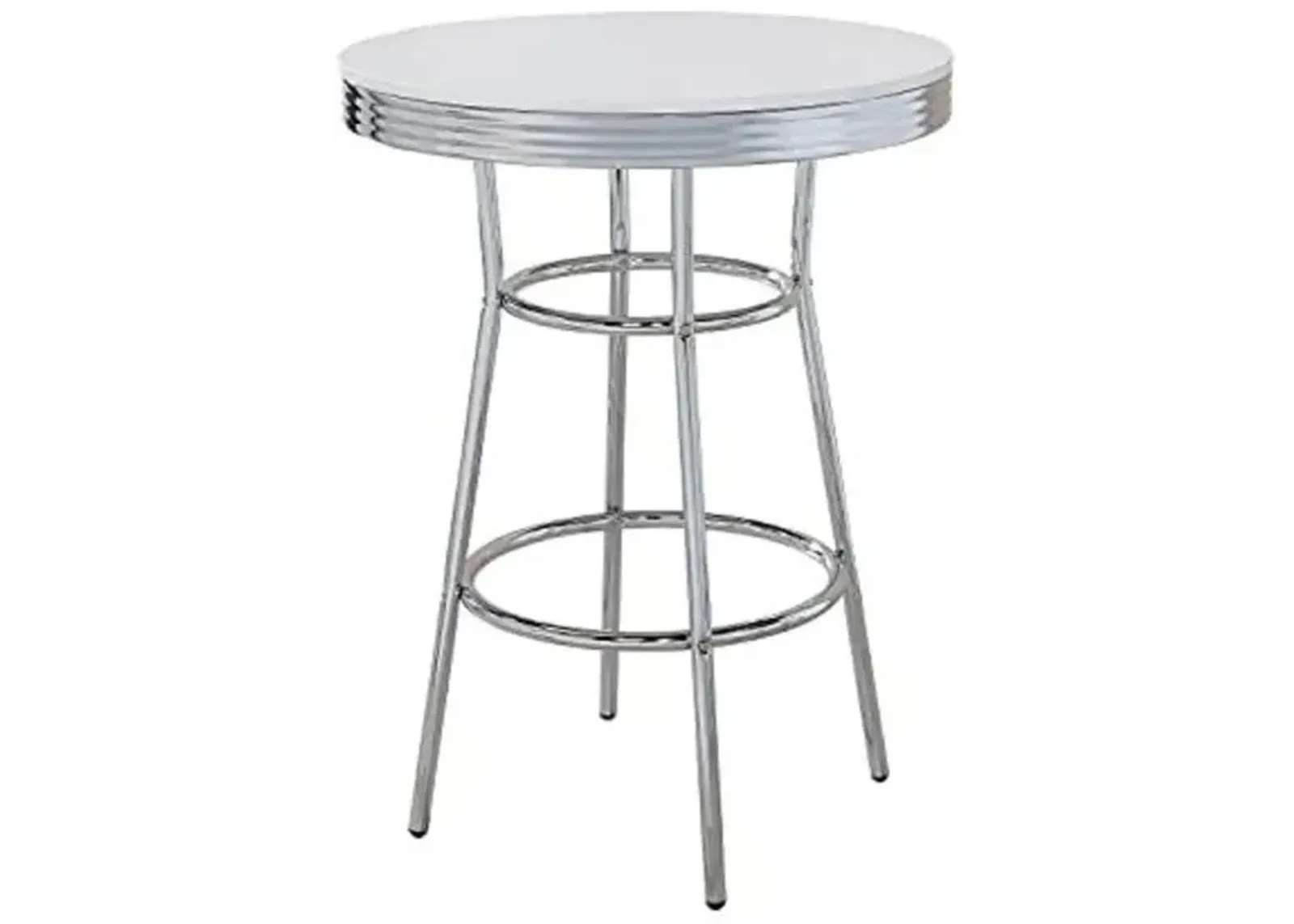 Coaster Theodore Round Bar Table Chrome and Glossy White