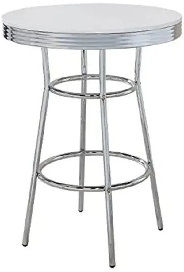 Coaster Theodore Round Bar Table Chrome and Glossy White