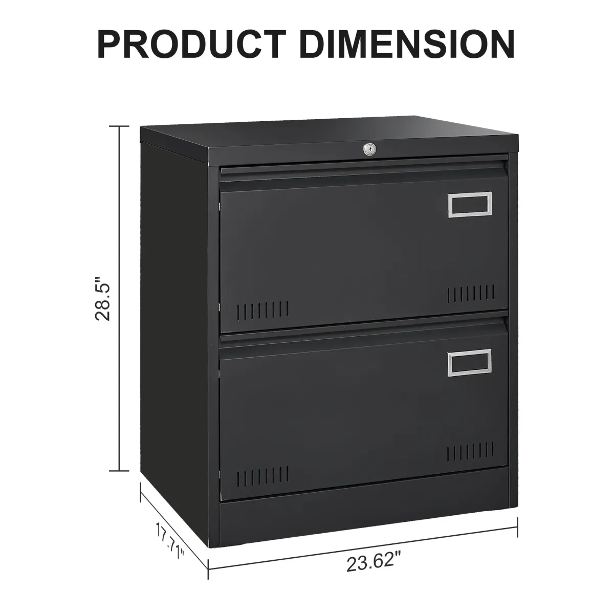 2-Drawer Metal Lateral File Cabinet with Lock for Home Office and Legal Files