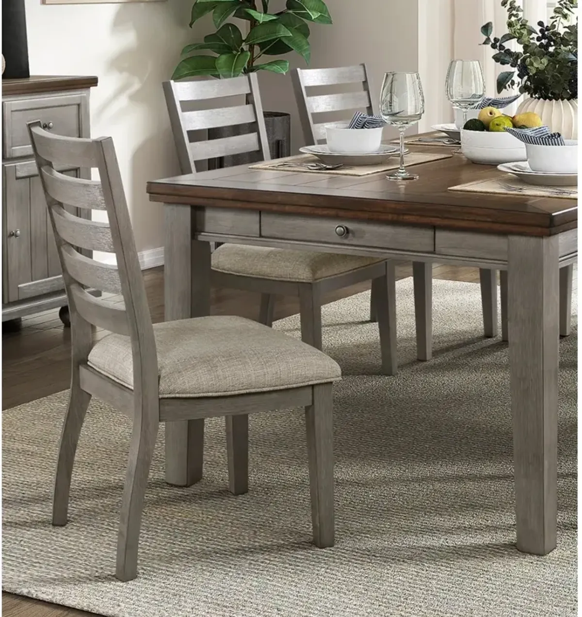 Streamdale Traditional Gray Finish Side Chairs Set - 2 Piece