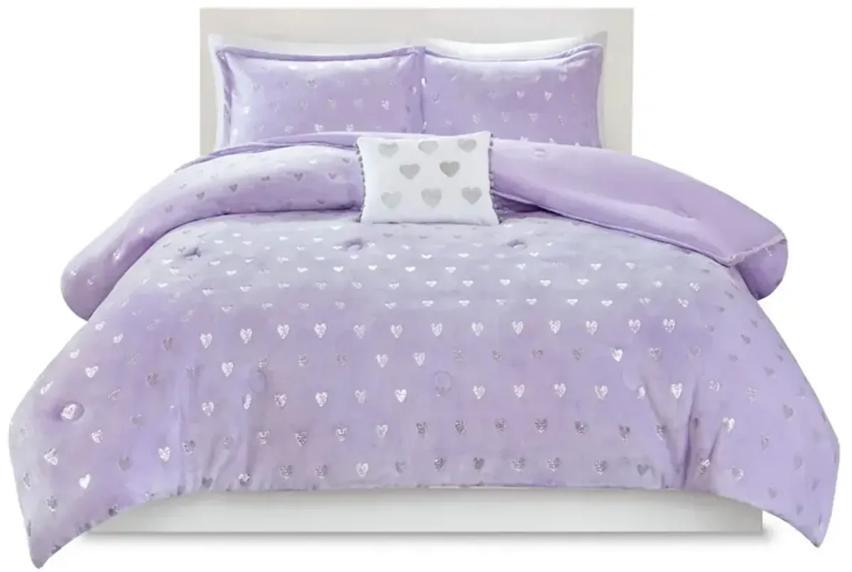 Gracie Mills Elysia Metallic Printed Plush Comforter Set