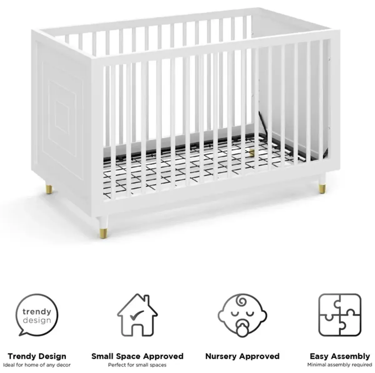 Aviary 3-in-1 Crib with Adjustable Mattress Height, White