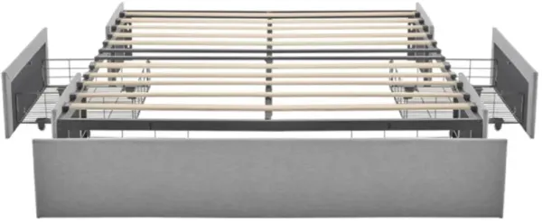 Upholstered Platform Bed Frame with 3 Large Drawers and Wooden Slat Support