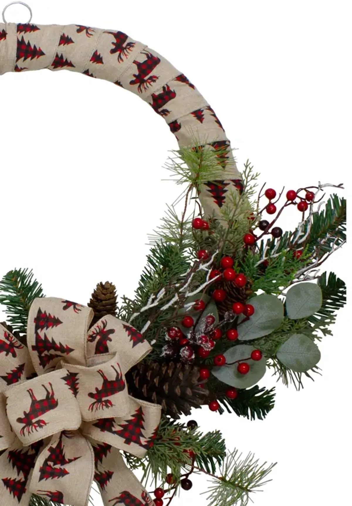 Burlap Wrapped Artificial Christmas Wreath - 24-Inch  Unlit