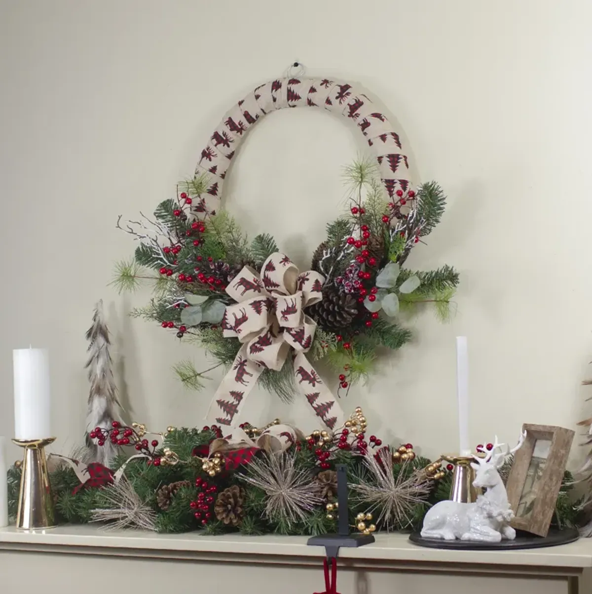 Burlap Wrapped Artificial Christmas Wreath - 24-Inch  Unlit