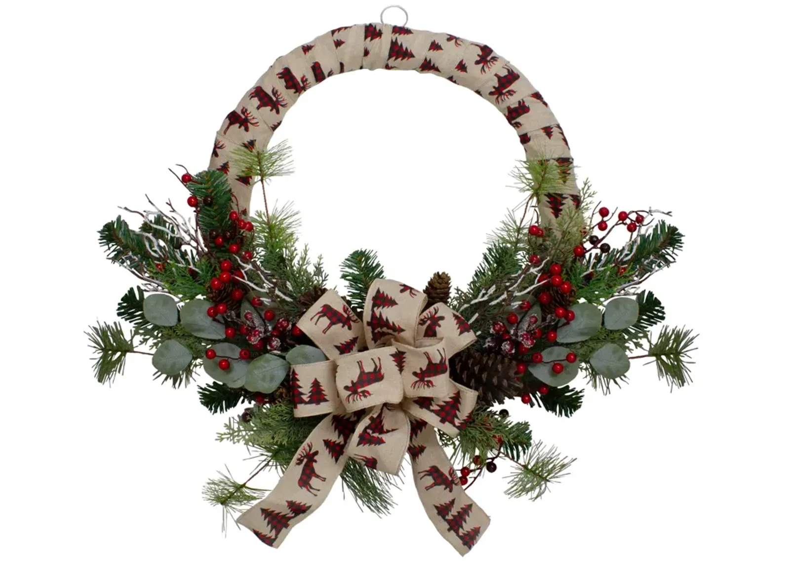 Burlap Wrapped Artificial Christmas Wreath - 24-Inch  Unlit