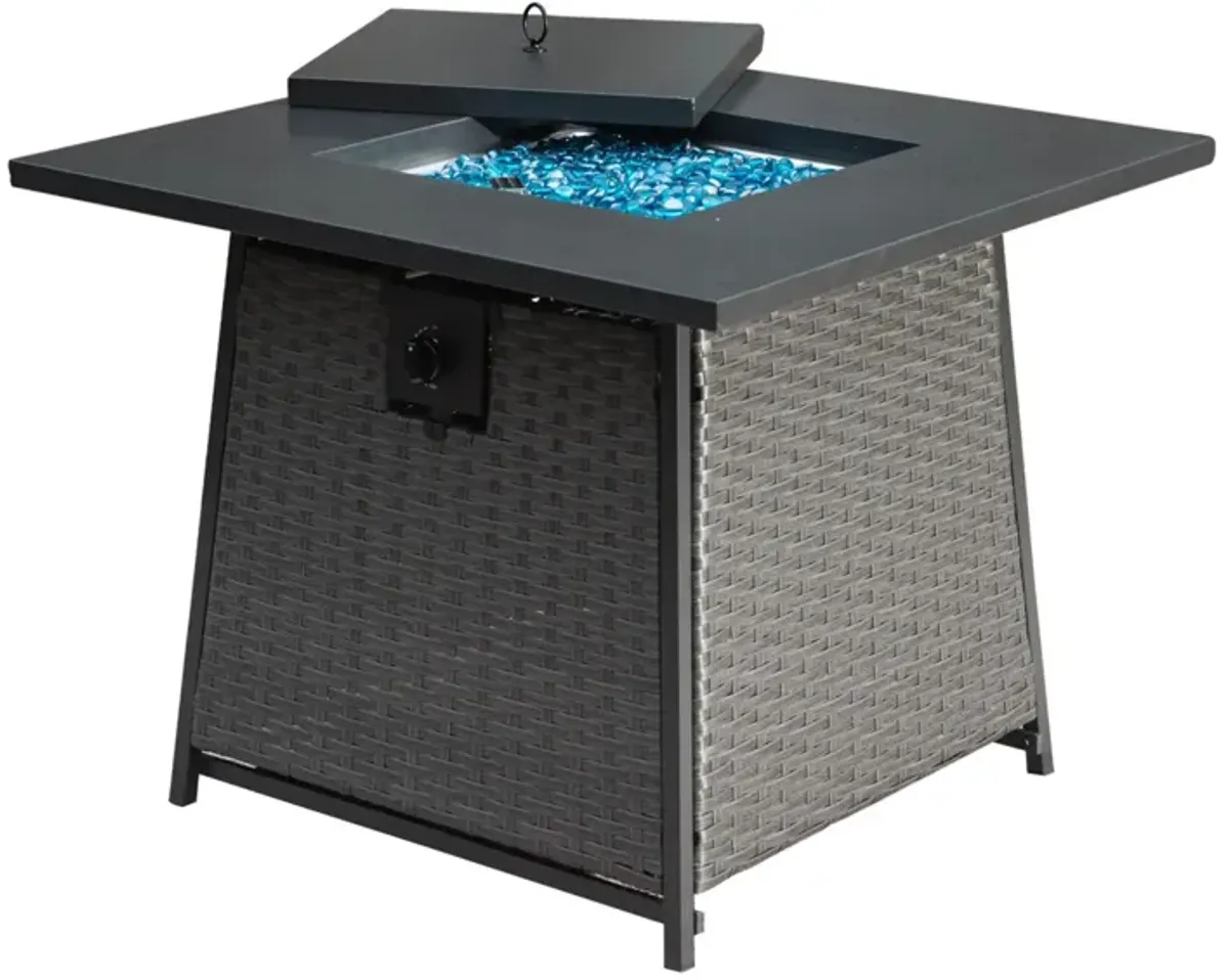 28" Propane Fire Pit Table with Blue Glass Ball