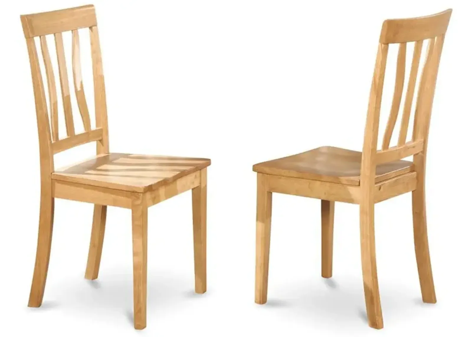 East West Furniture Antique  Kitchen  dining  Chair  Wood  Seat  with  Oak  Finish,  Set  of  2