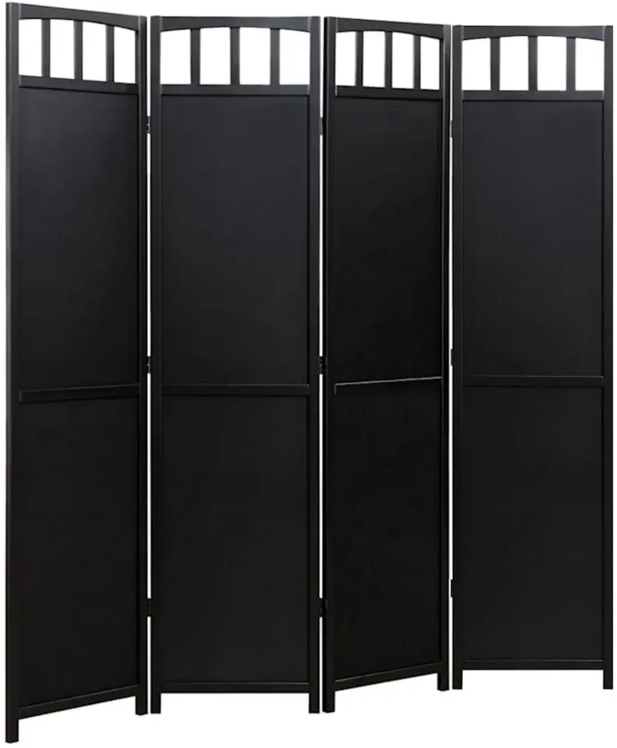 Legacy Decor 4 Panel Solid Wood Room Screen Divider Black Finish
