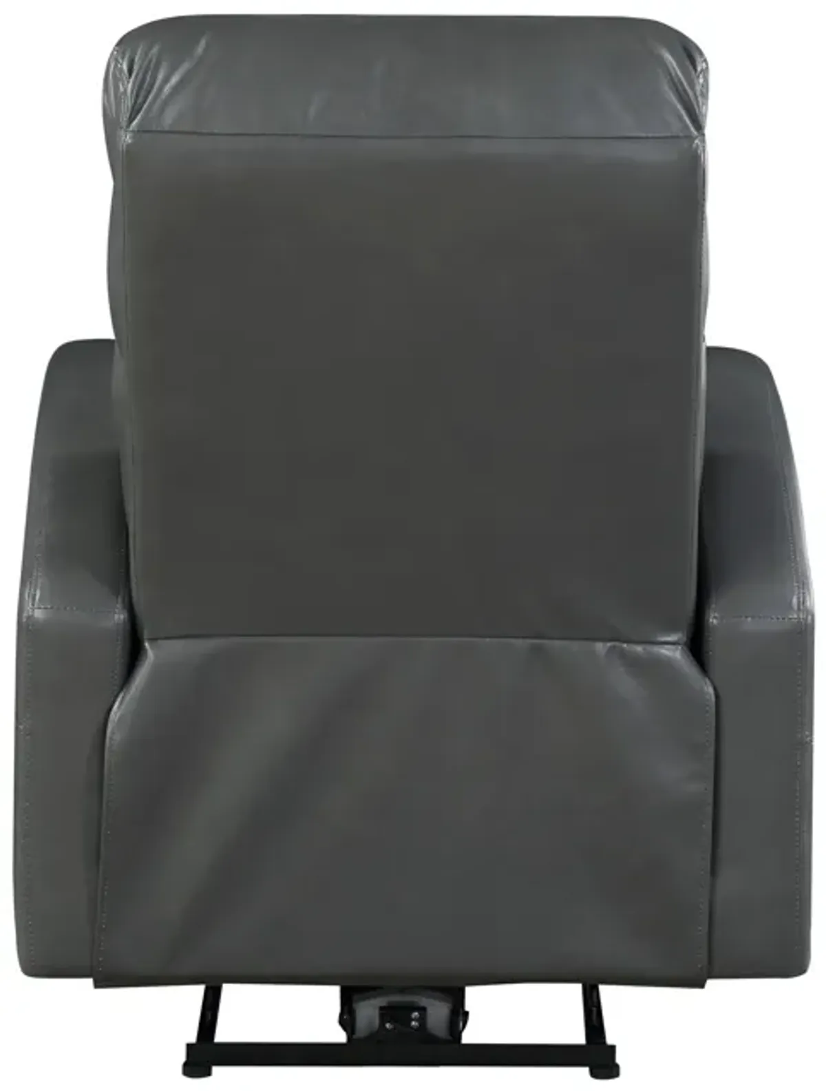 Rica 38 Inch Power Recliner Chair, Plush Gray Faux Leather, Foam Cushions - Benzara