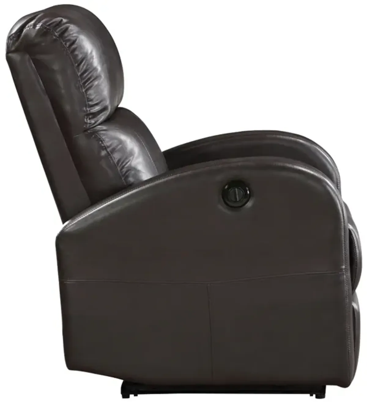 Rica 38 Inch Power Recliner Chair, Plush Gray Faux Leather, Foam Cushions - Benzara