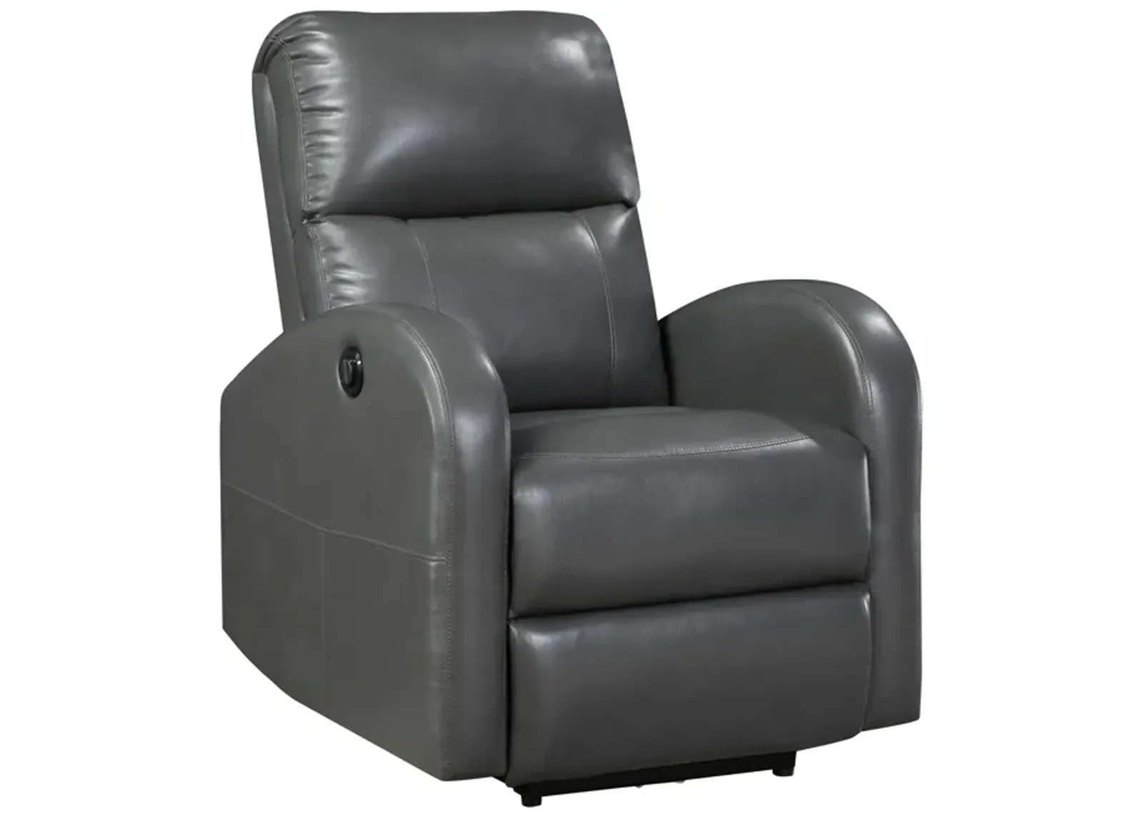 Rica 38 Inch Power Recliner Chair, Plush Gray Faux Leather, Foam Cushions - Benzara