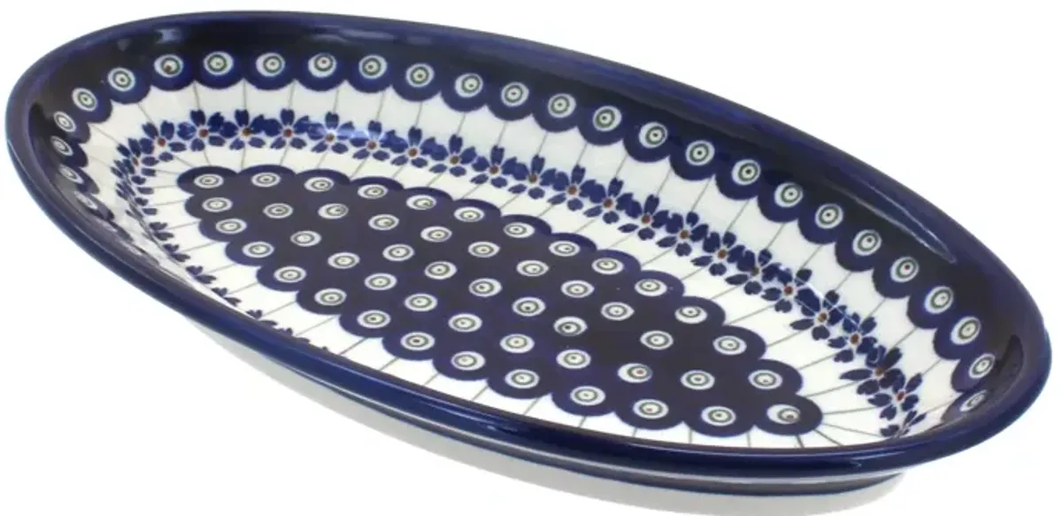 Blue Rose Polish Pottery Nature Small Oval Platter