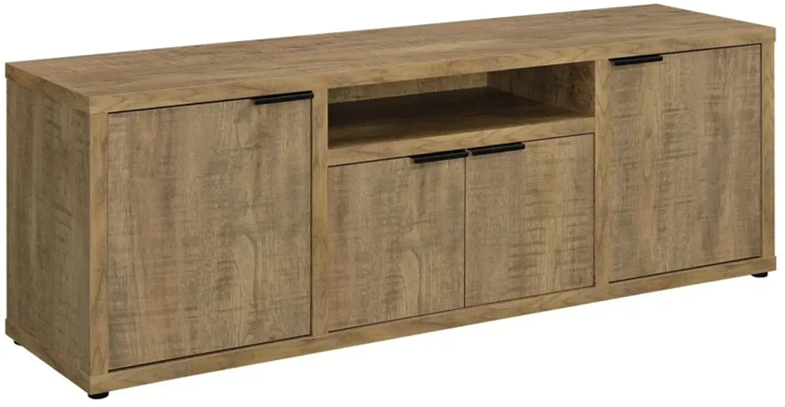 Tag 60 Inch TV Media Entertainment Console, 4 Cabinets, MDF, Mango Brown - Benzara