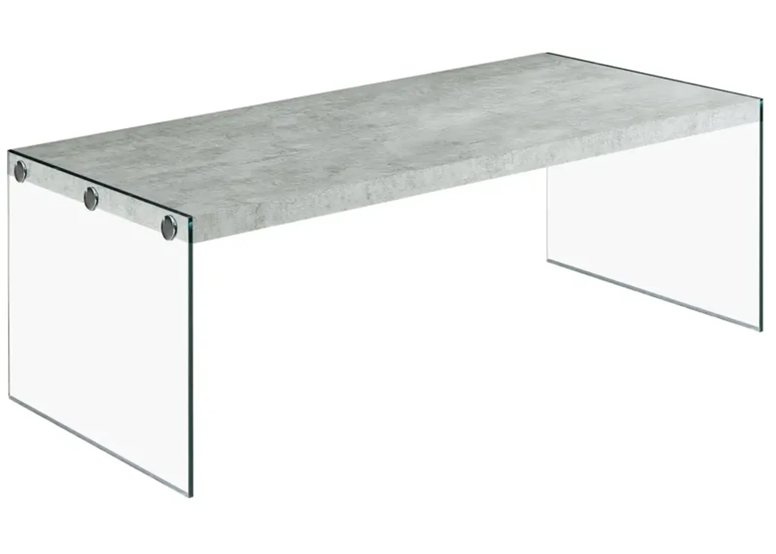 Monarch Specialties I 3230 Coffee Table, Accent, Cocktail, Rectangular, Living Room, 44"L, Tempered Glass, Laminate, Grey, Clear, Contemporary, Modern