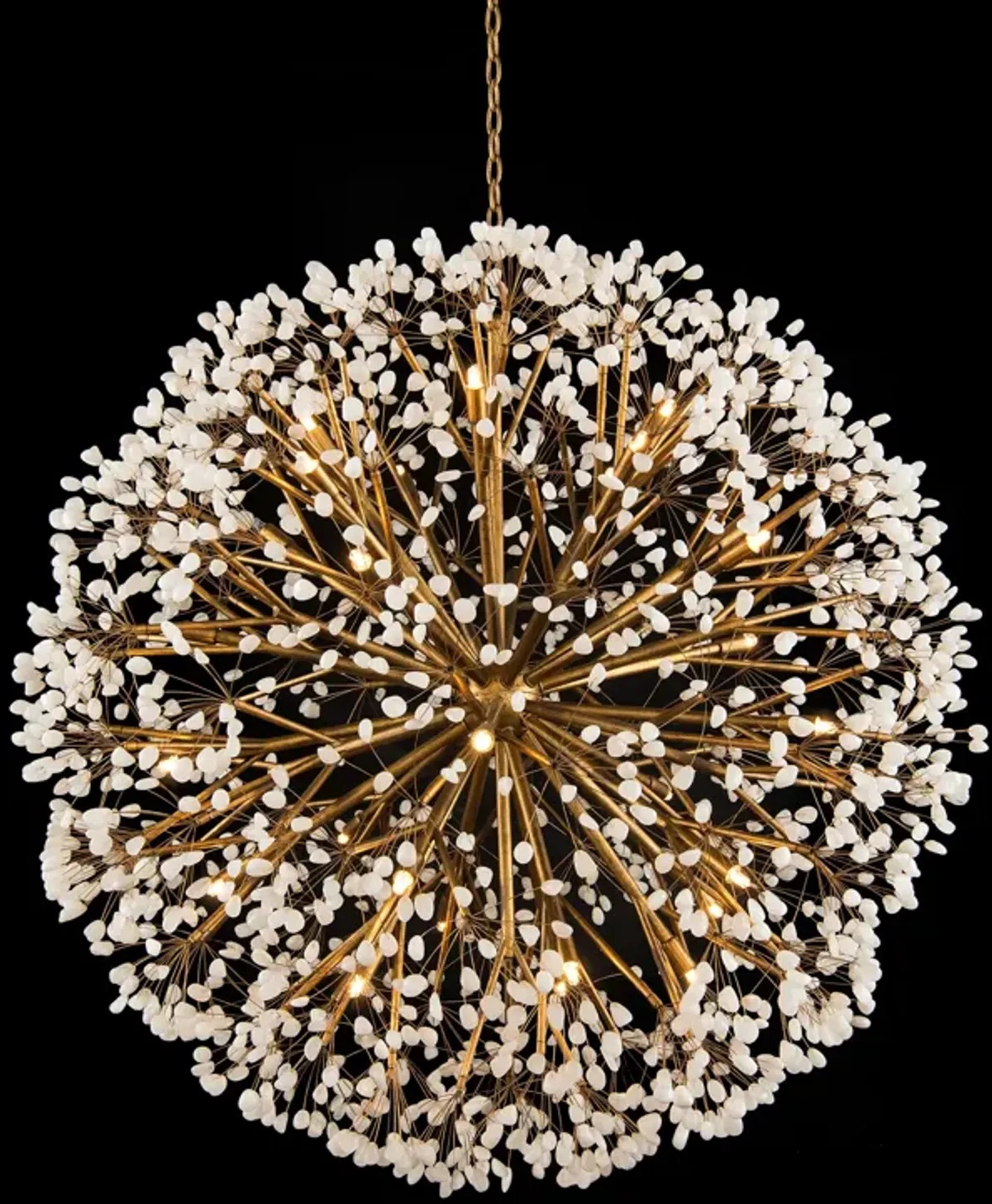 Spherical Thirty-Light Stone Quartz Chandelier