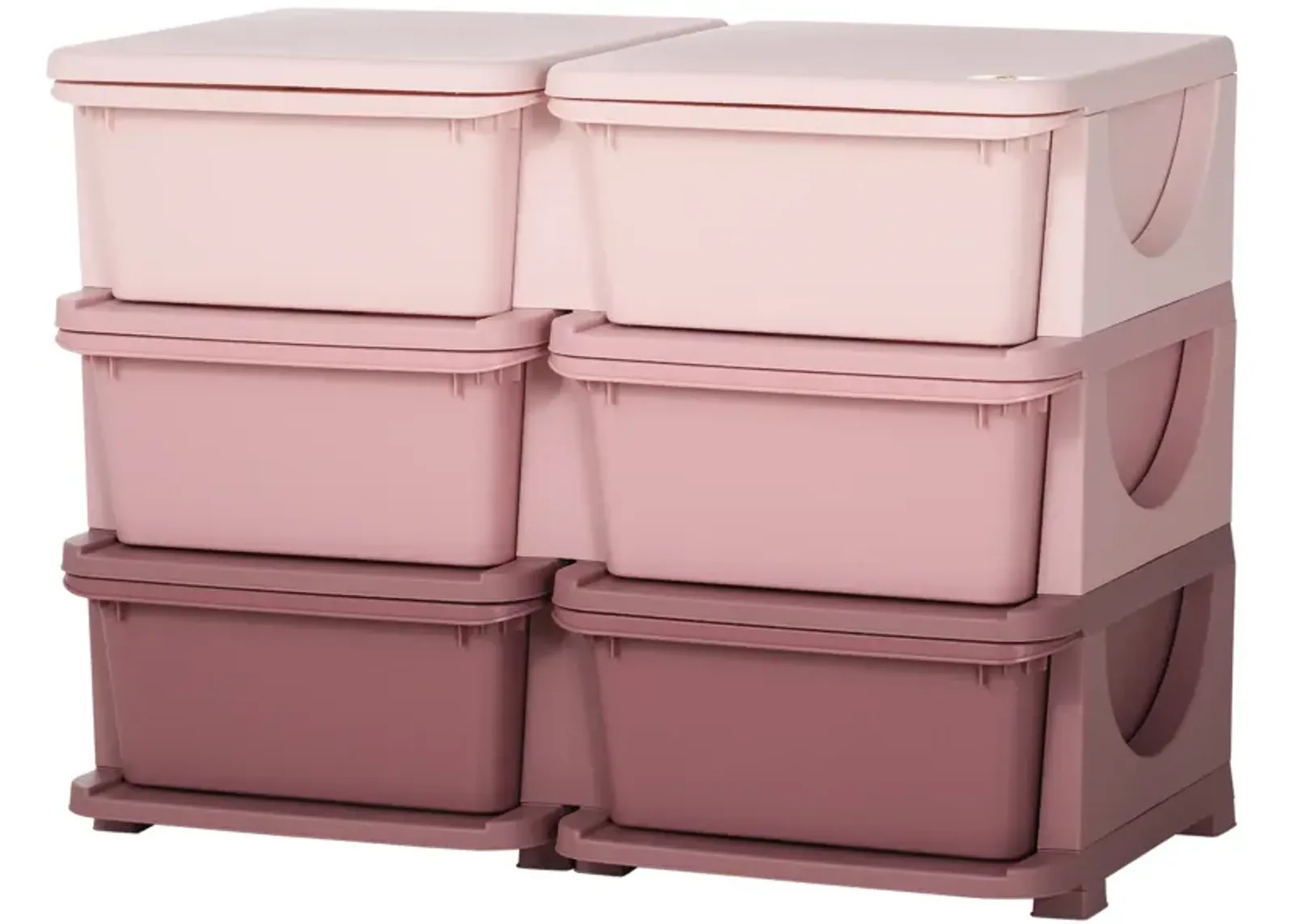 3 Tier Kids Storage Unit, 6 Drawer Chest Toy Organizer Plastic Bins for Kids Bedroom Nursery Kindergarten Living Room for Boys Girls Toddlers, Pink