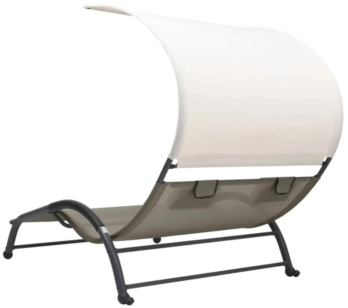 vidaXL Double Sun Lounger with Canopy Textilene Taupe