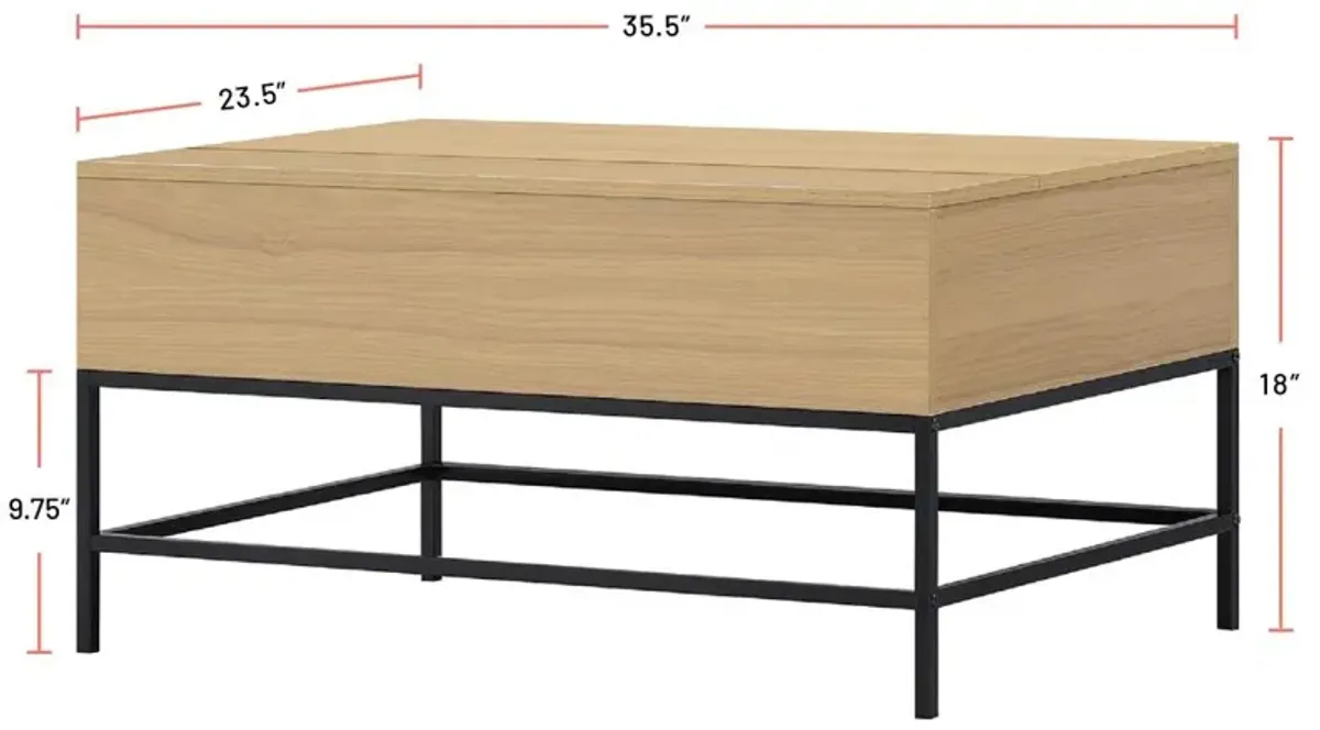 Lift Top Storage Coffee Table With Steel Base