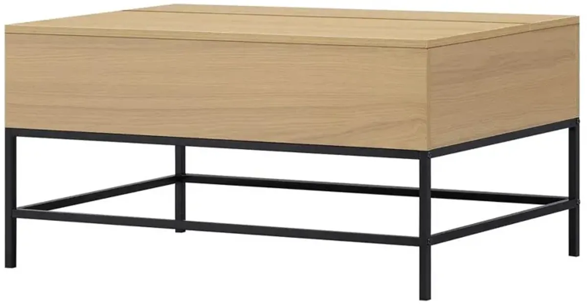 Lift Top Storage Coffee Table With Steel Base