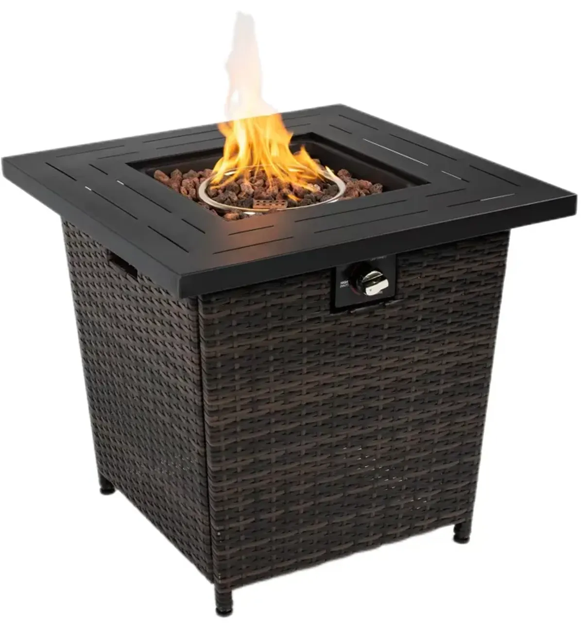 Mondawe Outdoor 28 Inch Wicker Square Fire Pit Table