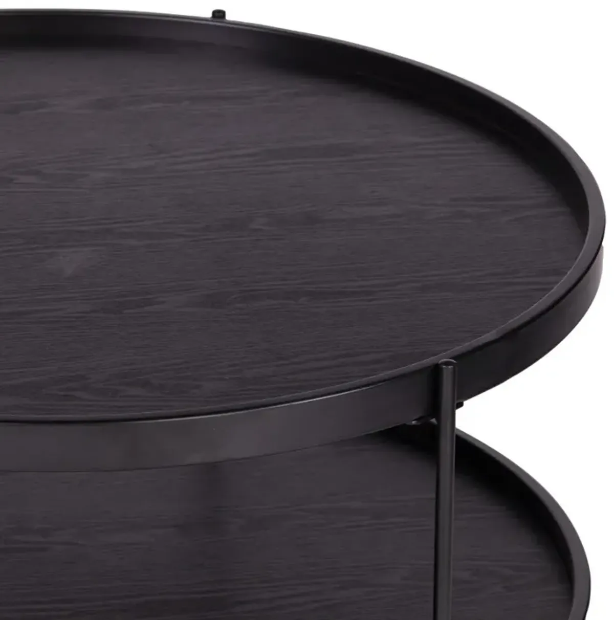 Hivvago 33" Black Manufactured Wood And Metal Round Coffee Table