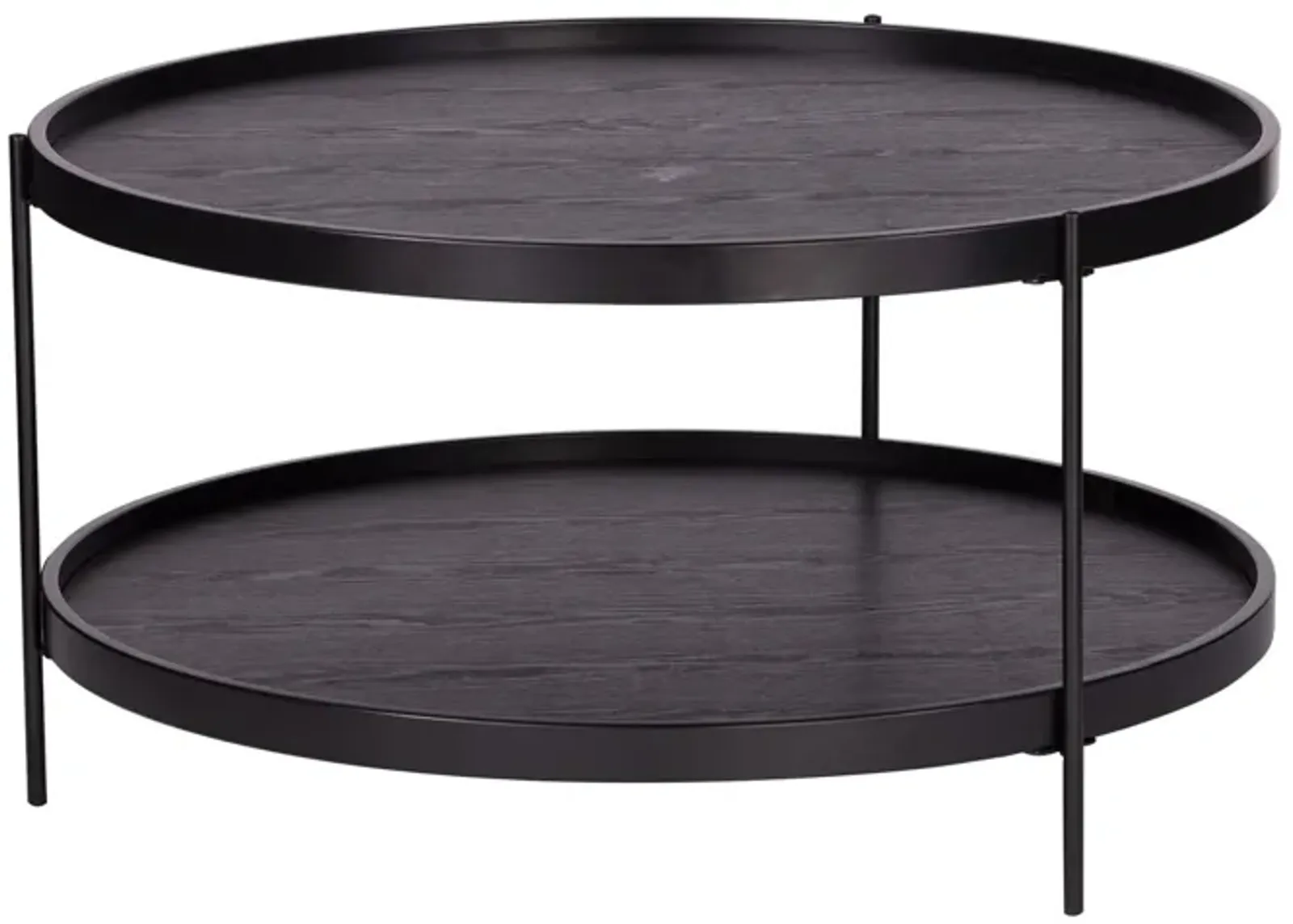 Hivvago 33" Black Manufactured Wood And Metal Round Coffee Table