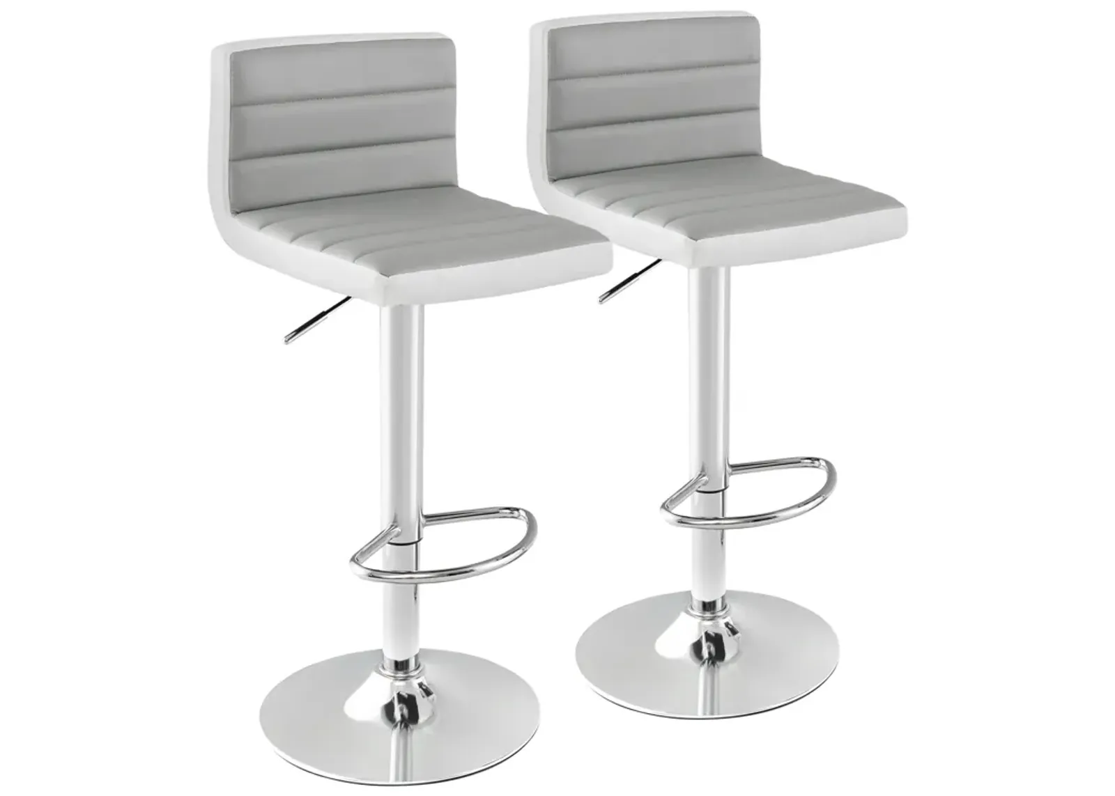 Set of 2 Adjustable Heights Barstool with PU Leather