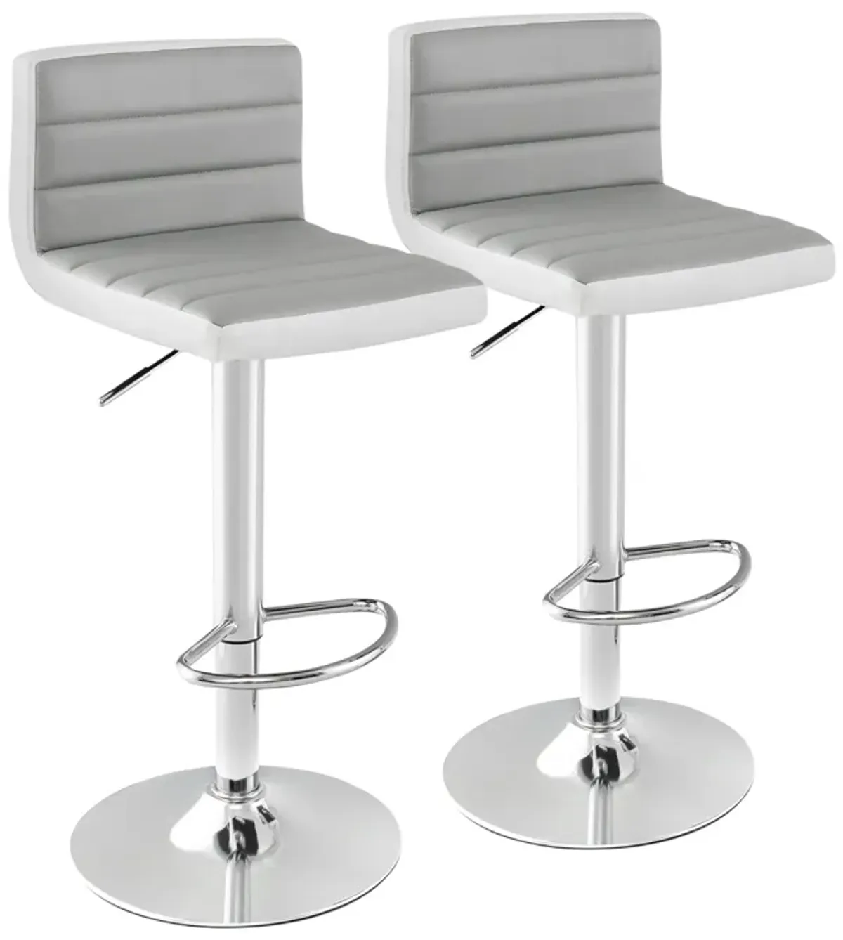 Set of 2 Adjustable Heights Barstool with PU Leather