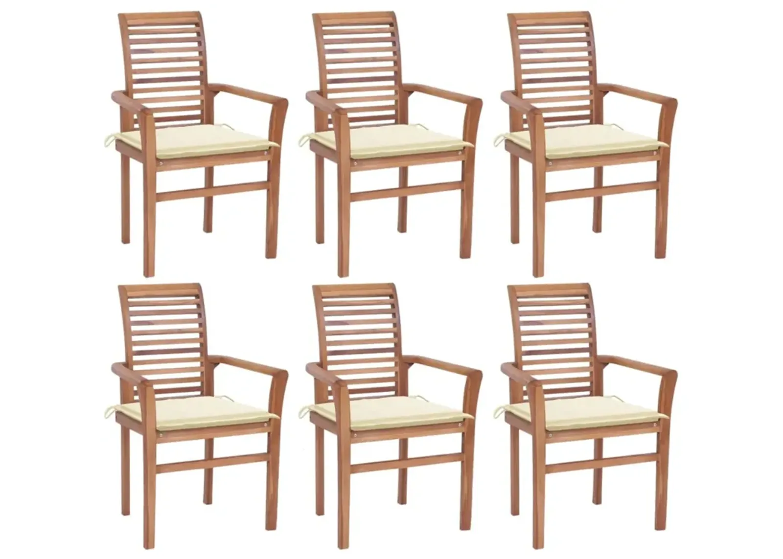 vidaXL Dining Chairs 6 pcs with Cream Cushions Solid Teak Wood