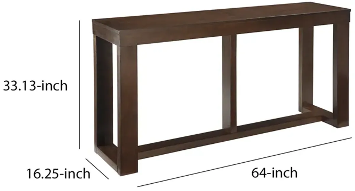 Rectangular Wooden Sofa Table with Sled Base, Espresso Brown - Benzara