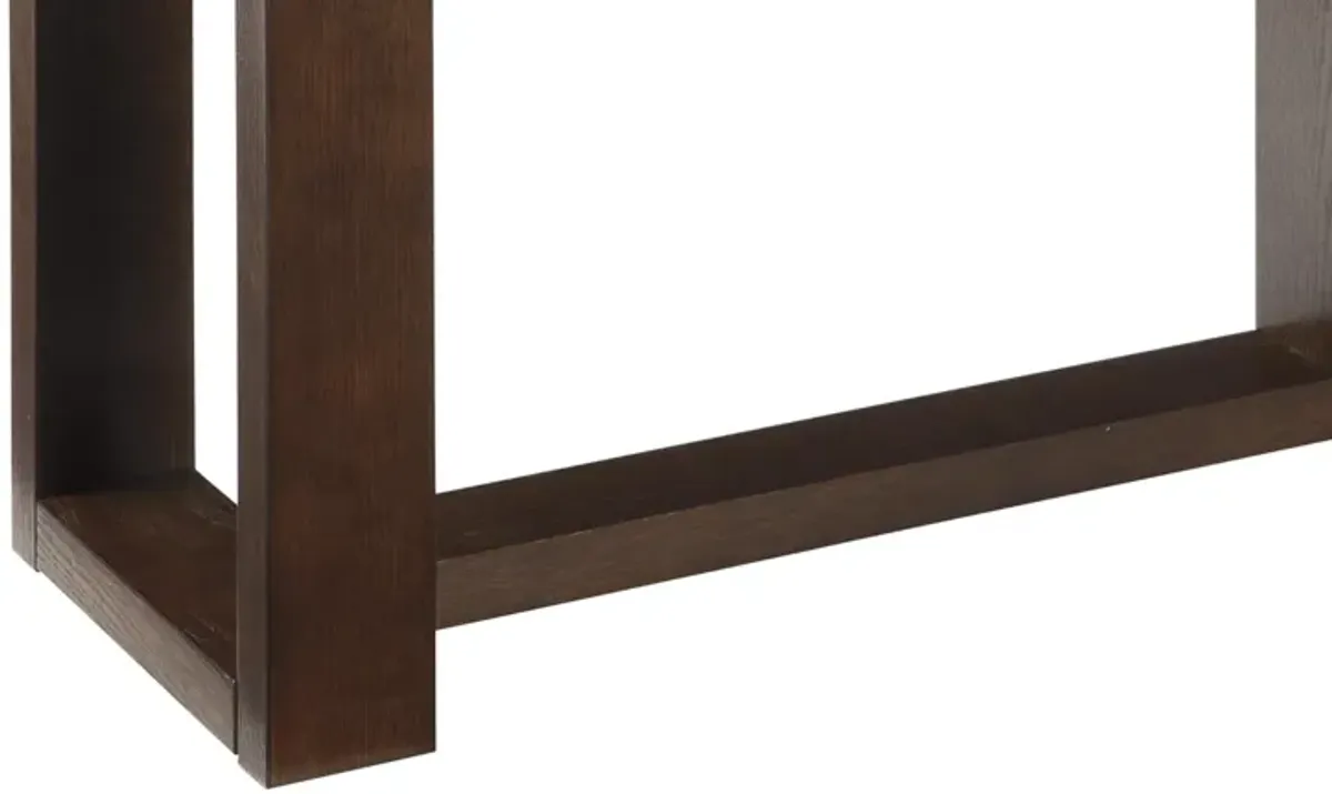 Rectangular Wooden Sofa Table with Sled Base, Espresso Brown - Benzara